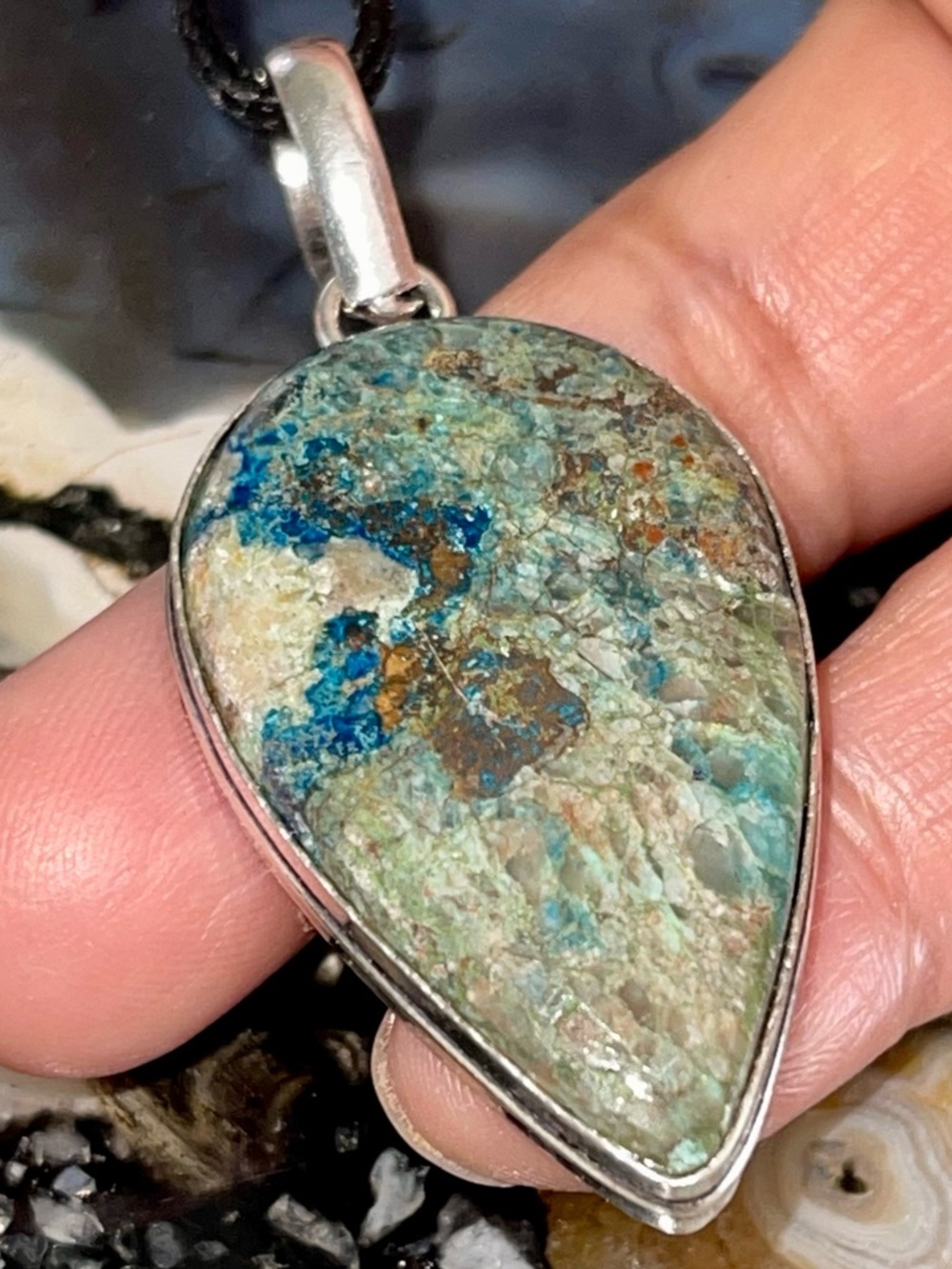 Chrysocolla Pendant- Stone of Empowerment 2 1/4”